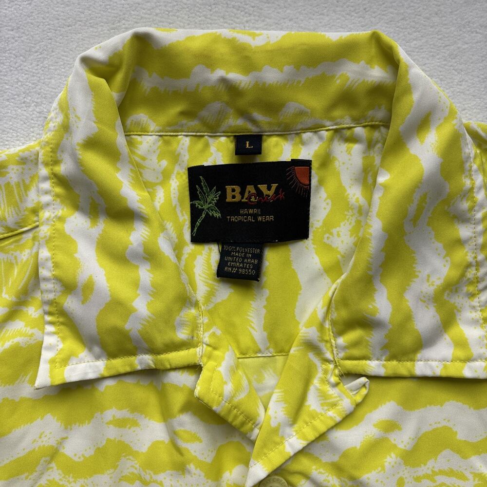Bay Creek Dragon Print Shirt Mens Large Yellow Short Sleeve Tropical Button Up - Picture 2 of 16